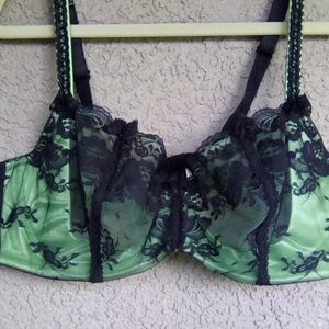 Sexy green and black lace bra.